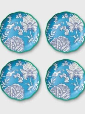NWT 4pc Floral Vines Melamine Dinner Plates Blue - Roller Rabbit x Target